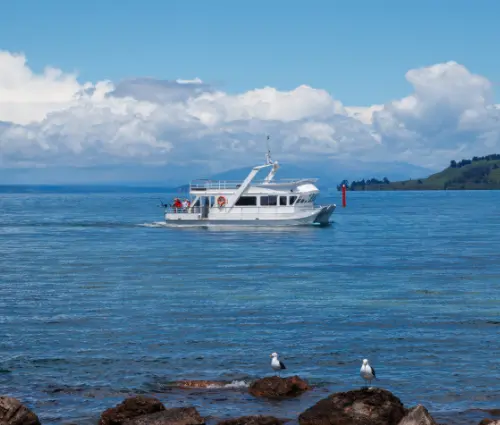 Boat on lake Taupo